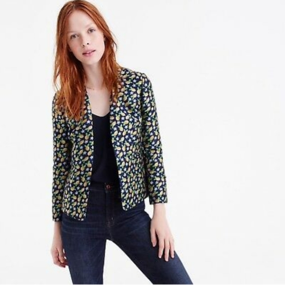 J Crew Lemon Jacquard Blazer - Picture 2 of 6
